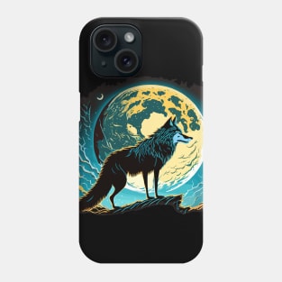 Moonlit Howl: Wolf in the Blue Night Vector Phone Case