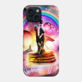 White Owl Riding Llama on top of Pancakes Phone Case