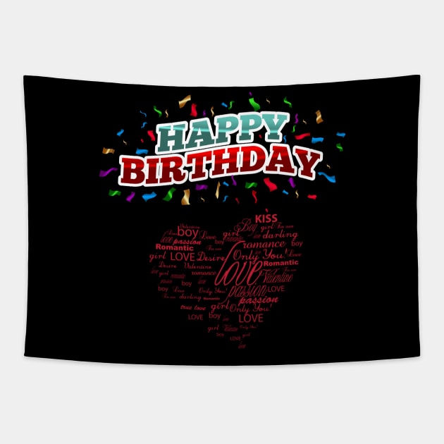 T-shirt Happy birthday heart Tapestry by Younis design 