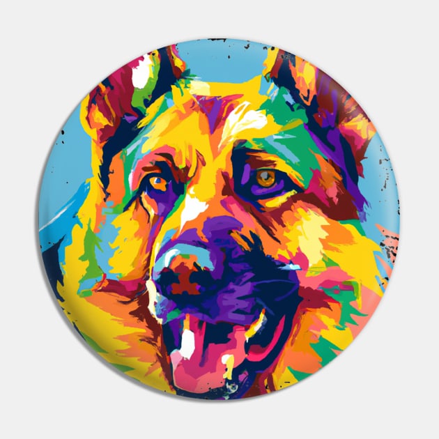 German Shepherd Dog Pop Art - Dog Lover Gifts Pin by PawPopArt