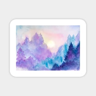 Winter Landscape in watercolor Magnet