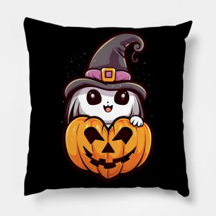 Adorable Ghost with heart shaped Pumpkin Pillow