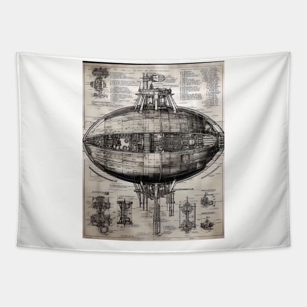 UFO Blueprint details Tapestry by DavisDesigns79