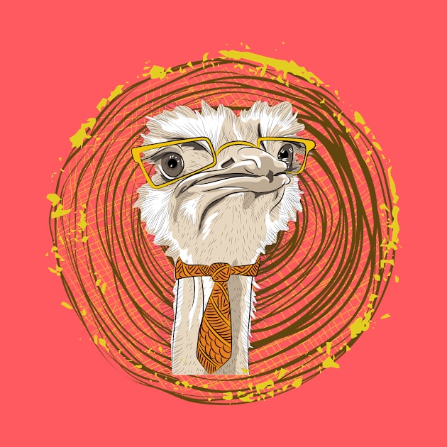 Funny Hipster Ostrich by NewWorldIsHere