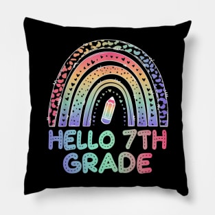 Hello 7th Grade Tie Dye Leopard Rainbow Back To School Pillow