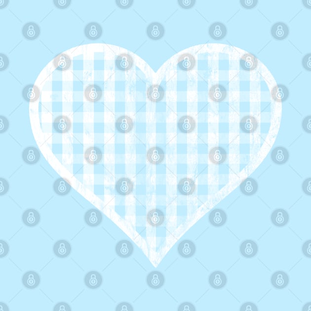 Distressed Soft Blue Gingham Heart by bumblefuzzies