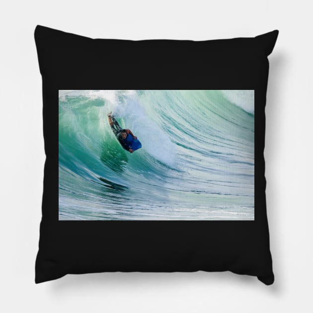 Bodyboarder in action Pillow by homydesign