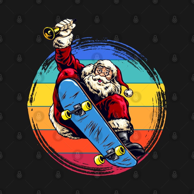 Santa Skateboarder Happy Christmas Merry Christmas Christmas Event Christmas Present Gift for Family for Dad for Mom for Friends for Kids by Abdelouafi Abajy