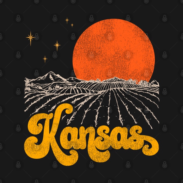 Vintage State of Kansas Mid Century Distressed Aesthetic by darklordpug