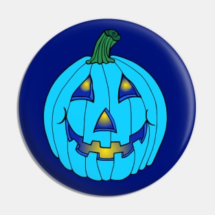 Blue Glowing Jack-O-Lantern Pumpkin Pin