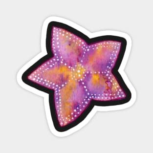 Orange and Purple Starfish Watercolor Painting Magnet