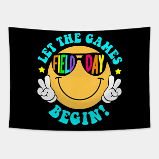 Let The Games Field Day Begin Smile Face Groovy Teacher Kids Tapestry