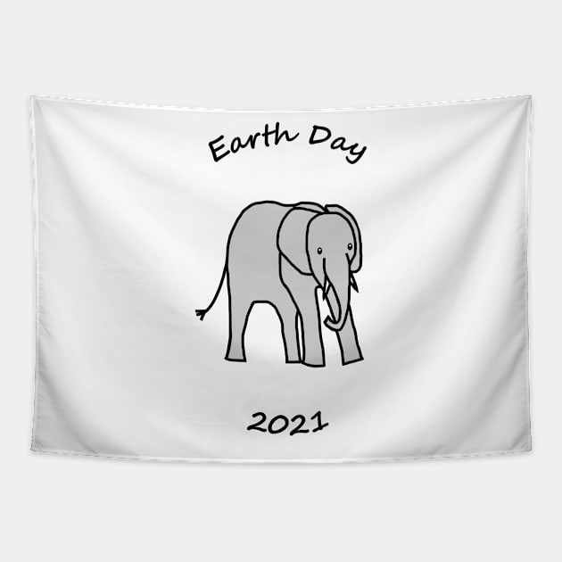 Earth Day 2021 Young Elephant Tapestry by ellenhenryart