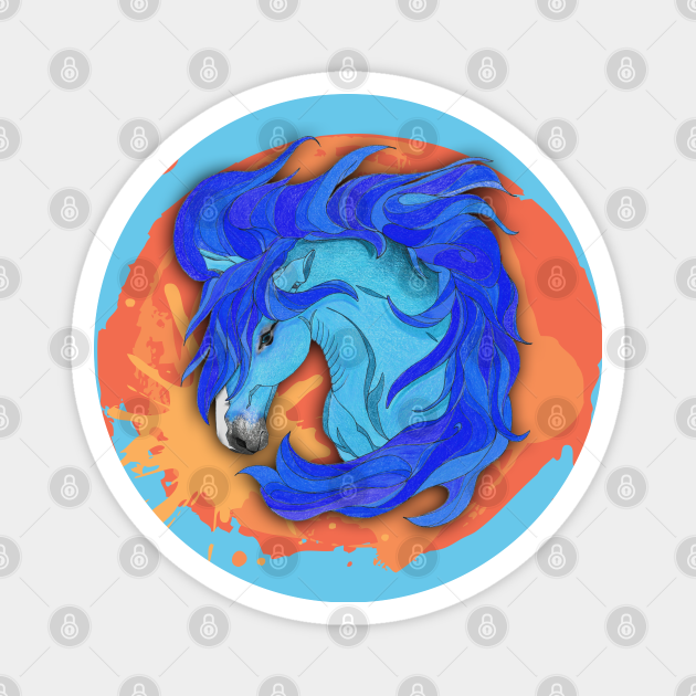 Horse Totem Animal Variant Blue - Horse - Magnet | TeePublic Horse Totem Animal Variant Blue - Horse - Magnet | TeePublic