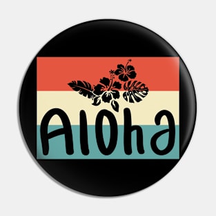 Aloha Flowers Hawaiian Funny vintage Hawaii Beach Pin