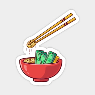 Dollars on Bowl with Chopsticks Magnet