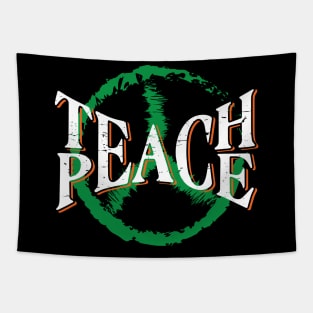 Teach Peace Symbol. Anti-war world peace Tapestry