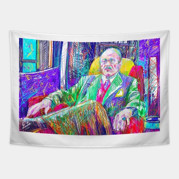 CARL JUNG - colored pencils portrait Tapestry by lautir