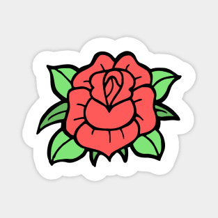 Doodle Red Rose Traditional Tattoo Magnet