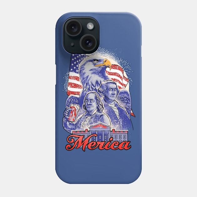 Merica American Flag Eagle 4th of July Patriotic Phone Case by SpacemanTees