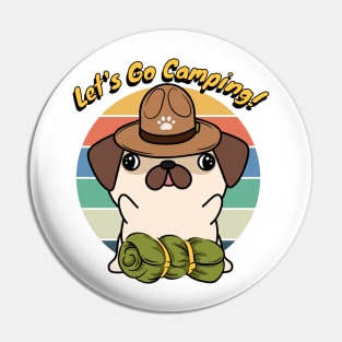 Cute Pug Wants to go Camping Pin