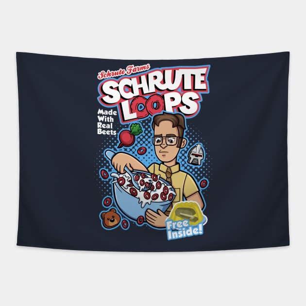 Schrute Loops Dwight Schrute Cereal Tapestry by scribblejuice