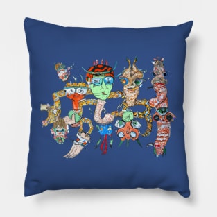 Monster collage 2, street art graffiti. Pillow