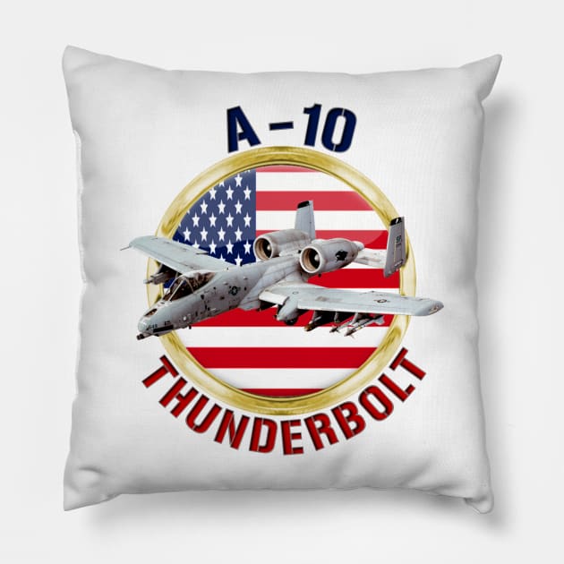 A-10 Thunderbolt USA Pillow by MilMerchant