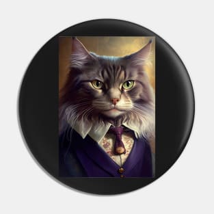 A Distinguished cat portrait wearing a royal suit Pin