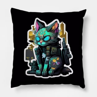 Cyberpunk Cat #1 Pillow