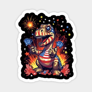 cute dinosaur firework 4th of July Magnet