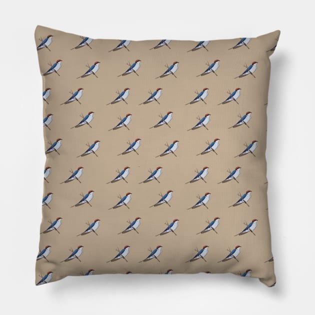 Wire tailed swallow illustration pattern Pillow by Chris W