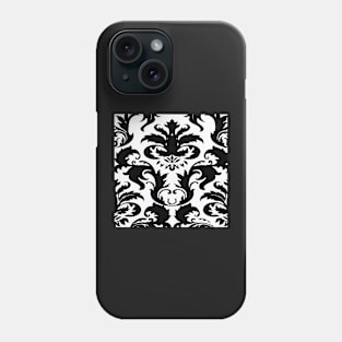 Black and White Victorian Damask Toile Pattern Phone Case