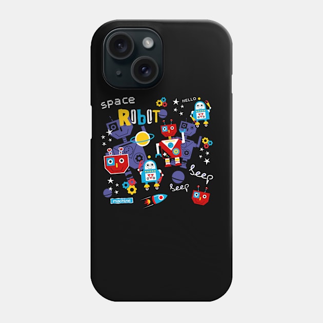 Space robot doodle Phone Case by Mako Design 