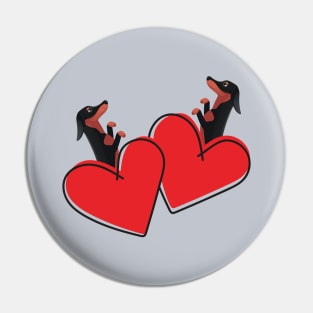 Dachshund Dog (Doxie) in Love Heart Pin