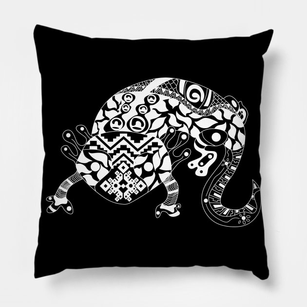 Axolotl in pattern mandala ecopop Pillow by jorge_lebeau