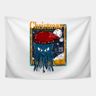 Funny Christmas With Cthulhu Tapestry