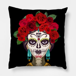 Frida Rose artist mexico vintage Halloween Pillow