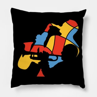 Saxophone and Trumpet Musicians Abstract Style Pillow