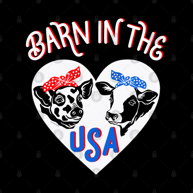 Funny Patriotic Farm Animals Bandana Pig Cow Barn in the USA by DoubleBrush