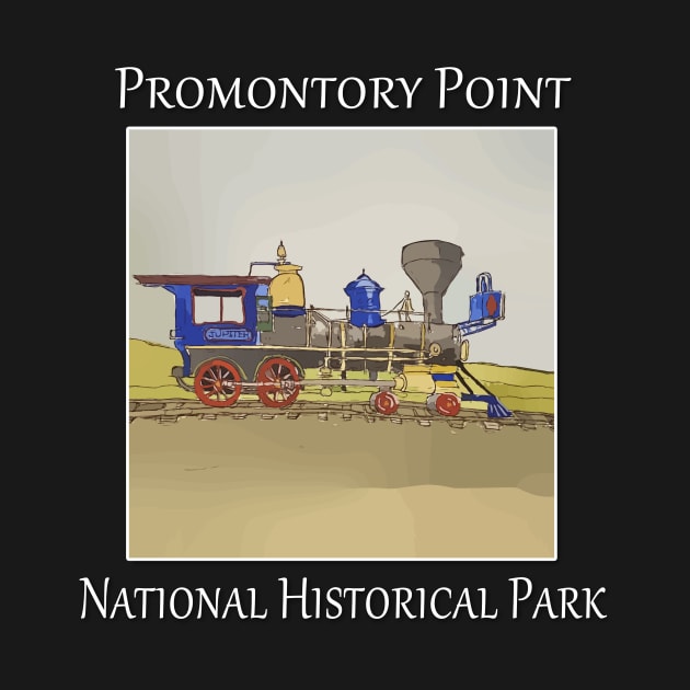 Steam Train at the point of the golden spike, Promontory Point National Historical Park in Utah by WelshDesigns