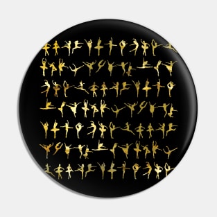 Dance poses silhouette pattern / texture (liquid gold) - ballerina - dance lover, ballet lover gift idea Pin