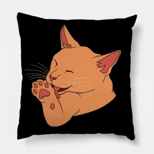 Orange Ginger Cat Licking their Toe Beans Pillow
