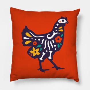 Colorful Day of the Dead Chicken | Dia de los Muertos Animals Pillow