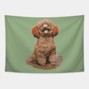 the dog sits on the ground - vector image Tapestry