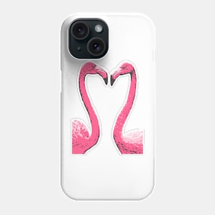 Flamingo Illustrated Heart Shaped Phone Case