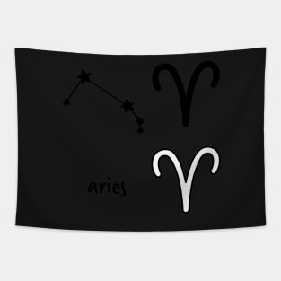 Aries Star Sign Symbol and Constellation Sticker Pack Tapestry