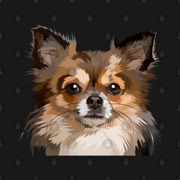 Longhaired Chihuahua Low Poly Art by doglovershirts