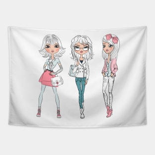 Set beautiful fashion hipster girls Tapestry