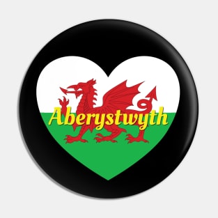 Aberystwyth Wales UK Wales Flag Heart Pin